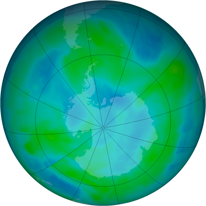 Antarctic ozone map for 18 February 2013